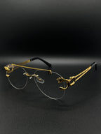 Signature Panther Motif Rimless Aviators 5 in one Glass