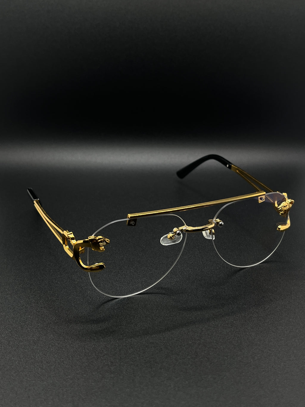 Signature Panther Motif Rimless Aviators 5 in one Glass