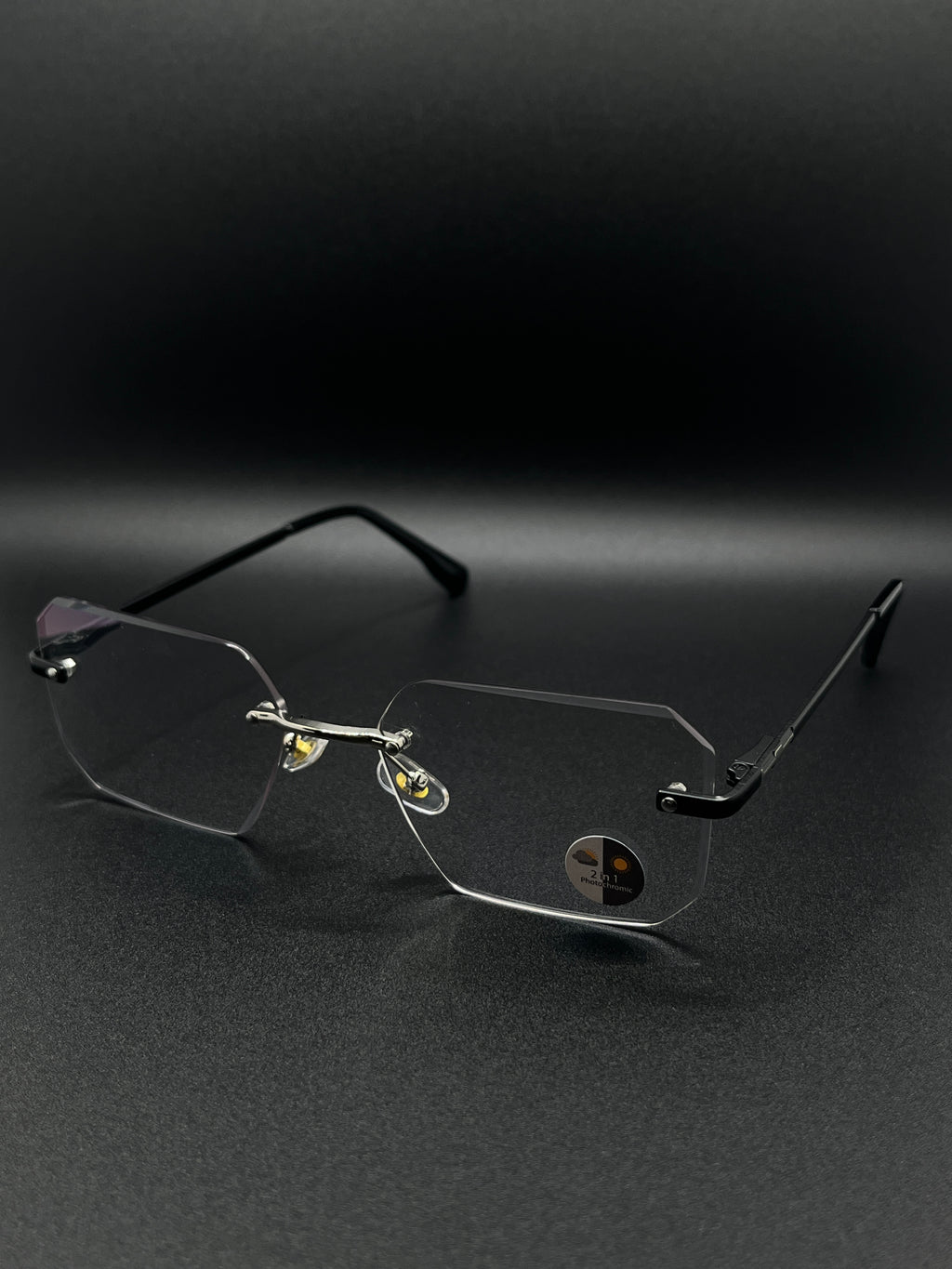 Rimless Geometric Hexagon Photochromic Glasses 4 in one