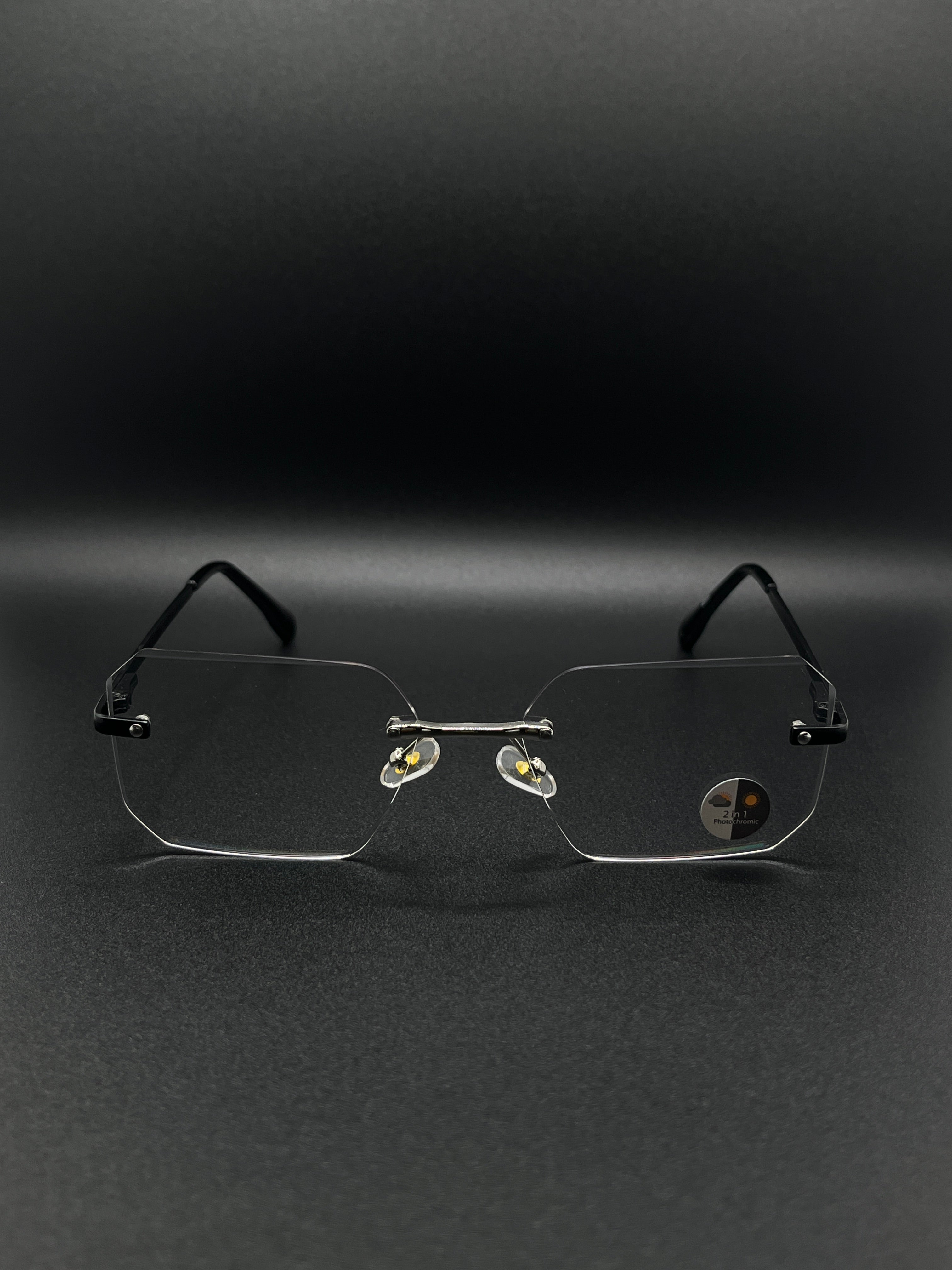 Rimless Geometric Hexagon Photochromic Glasses 4 in one
