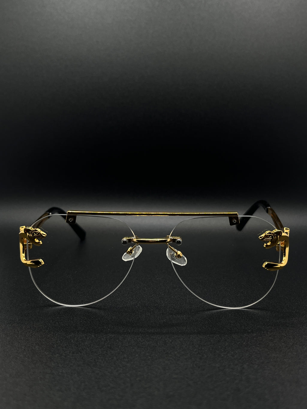 Signature Panther Motif Rimless Aviators 5 in one Glass