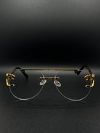 Signature Panther Motif Rimless Aviators 5 in one Glass