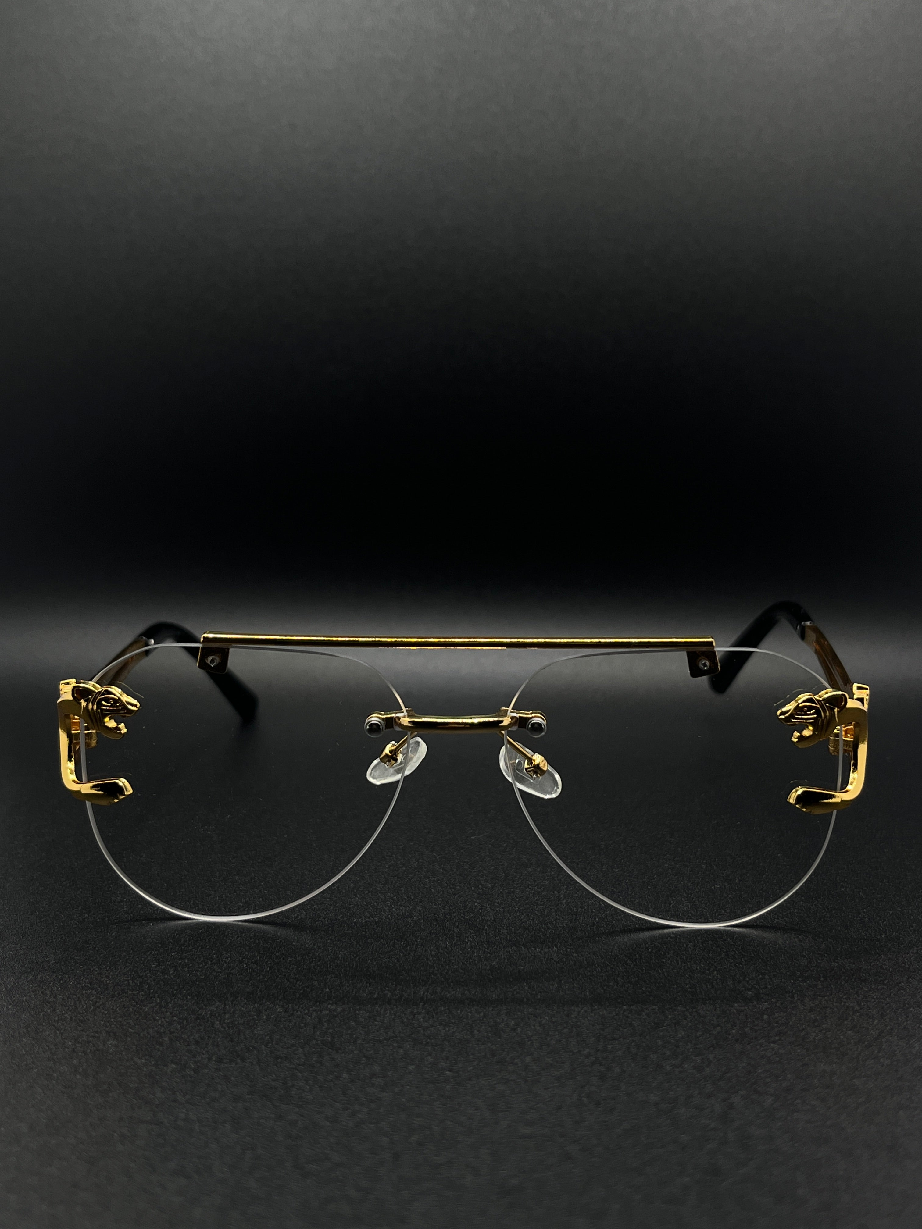 Signature Panther Motif Rimless Aviators 5 in one Glass