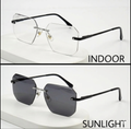 Rimless Geometric Hexagon Photochromic Glasses 4 in one