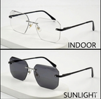 Rimless Geometric Hexagon Photochromic Glasses 4 in one